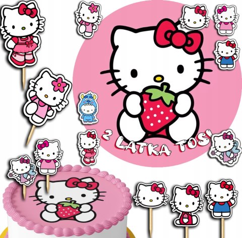 ZESTAW OPŁATEK NA TORT 30CM + TOPPERY PAPIEROWE - KOTEK KITTY IMIĘ 24CM 26 ZESTAW OPŁATEK NA TORT 30CM + TOPPERY PAPIEROWE - KOTEK KITTY IMIĘ 24CM 26