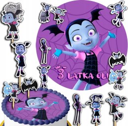 ZESTAW OPŁATEK NA TORT 30CM + TOPPERY PAPIEROWE - VAMPIRINA IMIĘ 24CM 26