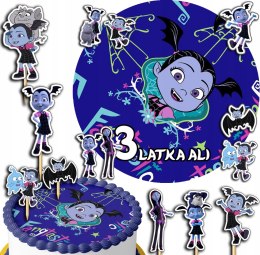 ZESTAW OPŁATEK NA TORT 30CM + TOPPERY PAPIEROWE - VAMPIRINA IMIĘ 24CM 26