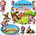 ZESTAW OPŁATEK NA TORT 20CM + TOPPERY PAPIEROWE - MASHA NIEDŹWIEDŹ 15CM 18