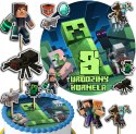 ZESTAW OPŁATEK NA TORT 20CM + TOPPERY PAPIEROWE - MINECRAFTT 15CM 18CM
