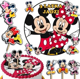 ZESTAW OPŁATEK NA TORT 20CM + TOPPERY PAPIEROWE - MYSZKA MIKI MINI 15CM 18