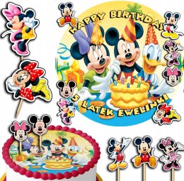 ZESTAW OPŁATEK NA TORT 20CM + TOPPERY PAPIEROWE - MYSZKA MIKI MINI 15CM 18