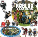 ZESTAW OPŁATEK NA TORT 20CM + TOPPERY PAPIEROWE - ROBLOX + IMIĘ 15CM 18CM