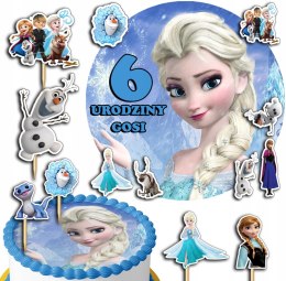 ZESTAW OPŁATEK NA TORT 30CM + TOPPERY PAPIEROWE - KRAINA LODU 24CM 26CM