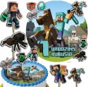 ZESTAW OPŁATEK NA TORT 30CM + TOPPERY PAPIEROWE - MINECRAFTT 24CM 26CM