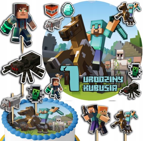 ZESTAW OPŁATEK NA TORT 30CM + TOPPERY PAPIEROWE - MINECRAFTT 24CM 26CM ZESTAW OPŁATEK NA TORT 30CM + TOPPERY PAPIEROWE - MINECRAFTT 24CM 26CM