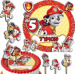 ZESTAW OPŁATEK NA TORT 30CM + TOPPERY PAPIEROWE - PSI PATROL IMIĘ 24CM 26CM