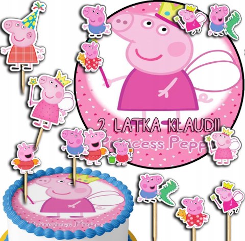 ZESTAW OPŁATEK NA TORT 30CM + TOPPERY PAPIEROWE - ŚWINKA PEPPA 24CM 26CM ZESTAW OPŁATEK NA TORT 30CM + TOPPERY PAPIEROWE - ŚWINKA PEPPA 24CM 26CM