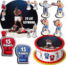 ZESTAW OPŁATEK NA TORT 30CM + 17 POSTACI - BOKS HOBBY + IMIĘ 24CM 26CM