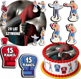 ZESTAW OPŁATEK NA TORT 30CM + 17 POSTACI - BOKS HOBBY + IMIĘ 24CM 26CM