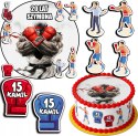 ZESTAW OPŁATEK NA TORT 30CM + 17 POSTACI - BOKS HOBBY + IMIĘ 24CM 26CM