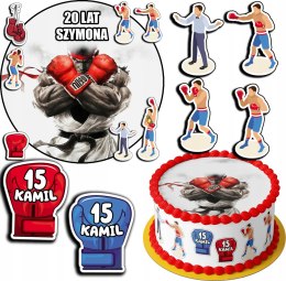 ZESTAW OPŁATEK NA TORT 30CM + 17 POSTACI - BOKS HOBBY + IMIĘ 24CM 26CM