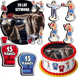 ZESTAW OPŁATEK NA TORT 30CM + 17 POSTACI - BOKS HOBBY + IMIĘ 24CM 26CM