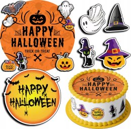 ZESTAW OPŁATEK NA TORT 30CM + 17 POSTACI - HALLOWEEN + IMIĘ 24CM 26CM