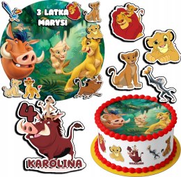 ZESTAW OPŁATEK NA TORT 30CM + 17 POSTACI - KRÓL LEW + IMIĘ 24CM 26CM