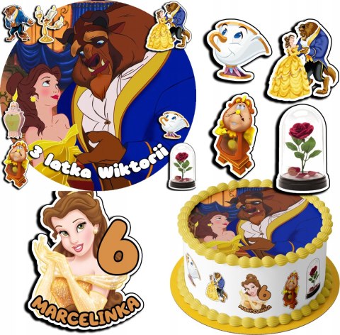 ZESTAW OPŁATEK NA TORT 30CM + 17 POSTACI - PIĘKNA I BESTIA + IMIĘ 24CM 26CM ZESTAW OPŁATEK NA TORT 30CM + 17 POSTACI - PIĘKNA I BESTIA + IMIĘ 24CM 26CM