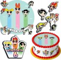 ZESTAW OPŁATEK NA TORT 30CM + 17 POSTACI - POWER GIRLS + IMIĘ 24CM 26CM
