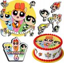 ZESTAW OPŁATEK NA TORT 30CM + 17 POSTACI - POWER GIRLS + IMIĘ 24CM 26CM