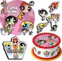 ZESTAW OPŁATEK NA TORT 30CM + 17 POSTACI - POWER GIRLS + IMIĘ 24CM 26CM