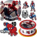 ZESTAW OPŁATEK NA TORT 30CM + 17 POSTACI - SPIDERMAN + IMIĘ 24CM 26CM