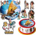 ZESTAW OPŁATEK NA TORT 30CM + 17 POSTACI - VAIANA + IMIĘ 24CM 26CM
