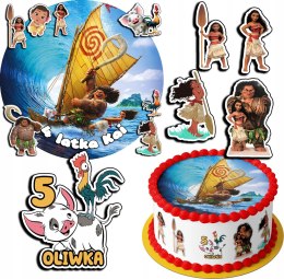 ZESTAW OPŁATEK NA TORT 30CM + 17 POSTACI - VAIANA + IMIĘ 24CM 26CM
