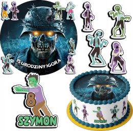 ZESTAW OPŁATEK NA TORT 30CM + 17 POSTACI - ZOMBIE ZOMBI + IMIĘ 24CM 26CM