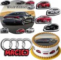 ZESTAW OPŁATEK NA TORT 30CM + 17 POSTACI - AUDI AUTO + IMIĘ 24CM 26CM