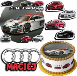 ZESTAW OPŁATEK NA TORT 30CM + 17 POSTACI - AUDI AUTO + IMIĘ 24CM 26CM