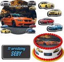 ZESTAW OPŁATEK NA TORT 30CM + 17 POSTACI - BMW AUTO + IMIĘ 24CM 26CM