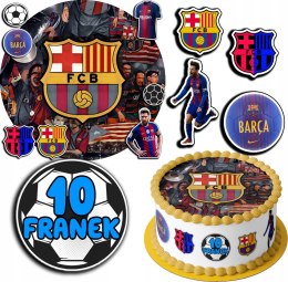 ZESTAW OPŁATEK NA TORT 30CM + 17 POSTACI - FC BARCELONA + IMIĘ 24CM 26CM