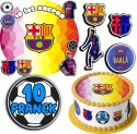 ZESTAW OPŁATEK NA TORT 30CM + 17 POSTACI - FC BARCELONA + IMIĘ 24CM 26CM