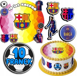 ZESTAW OPŁATEK NA TORT 30CM + 17 POSTACI - FC BARCELONA + IMIĘ 24CM 26CM
