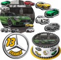 ZESTAW OPŁATEK NA TORT 30CM + 17 POSTACI - MERCEDES + IMIĘ 24CM 26CM