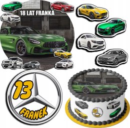 ZESTAW OPŁATEK NA TORT 30CM + 17 POSTACI - MERCEDES + IMIĘ 24CM 26CM