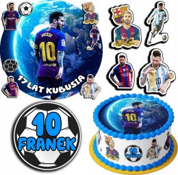 ZESTAW OPŁATEK NA TORT 30CM + 17 POSTACI - MESSI + IMIĘ 24CM 26CM