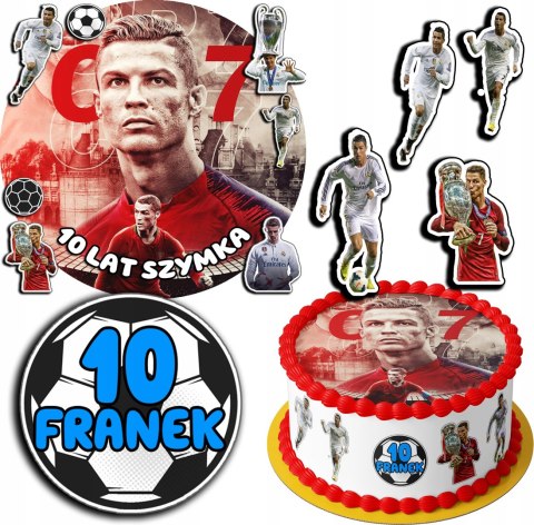 ZESTAW OPŁATEK NA TORT 30CM + 17 POSTACI - RONALDO + IMIĘ 24CM 26CM ZESTAW OPŁATEK NA TORT 30CM + 17 POSTACI - RONALDO + IMIĘ 24CM 26CM