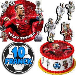 ZESTAW OPŁATEK NA TORT 30CM + 17 POSTACI - RONALDO + IMIĘ 24CM 26CM
