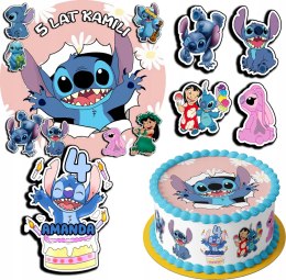 ZESTAW OPŁATEK NA TORT 30CM + 17 POSTACI - STICH STICZ + IMIĘ 24CM 26CM
