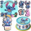 ZESTAW OPŁATEK NA TORT 30CM + 17 POSTACI - STICH STICZ + IMIĘ 24CM 26CM