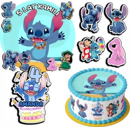 ZESTAW OPŁATEK NA TORT 30CM + 17 POSTACI - STICH STICZ + IMIĘ 24CM 26CM