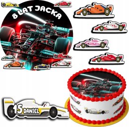 ZESTAW OPŁATEK NA TORT 30CM + 17 POSTACI - F1 FORMUŁA 1 + IMIĘ 24CM 26CM
