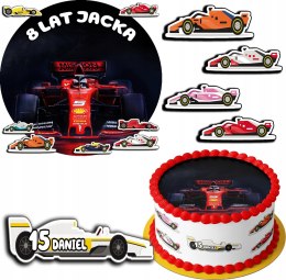 ZESTAW OPŁATEK NA TORT 30CM + 17 POSTACI - F1 FORMUŁA 1 + IMIĘ 24CM 26CM