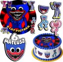 ZESTAW OPŁATEK NA TORT 30CM + 17 POSTACI - HUGGY WUGGY + IMIĘ 24CM 26CM