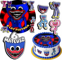 ZESTAW OPŁATEK NA TORT 30CM + 17 POSTACI - HUGGY WUGGY + IMIĘ 24CM 26CM