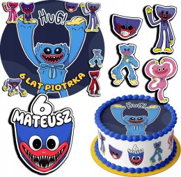 ZESTAW OPŁATEK NA TORT 30CM + 17 POSTACI - HUGGY WUGGY + IMIĘ 24CM 26CM