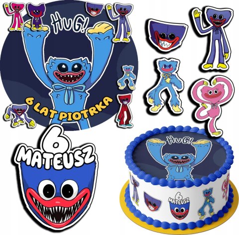 ZESTAW OPŁATEK NA TORT 30CM + 17 POSTACI - HUGGY WUGGY + IMIĘ 24CM 26CM ZESTAW OPŁATEK NA TORT 30CM + 17 POSTACI - HUGGY WUGGY + IMIĘ 24CM 26CM