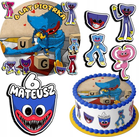 ZESTAW OPŁATEK NA TORT 30CM + 17 POSTACI - HUGGY WUGGY + IMIĘ 24CM 26CM ZESTAW OPŁATEK NA TORT 30CM + 17 POSTACI - HUGGY WUGGY + IMIĘ 24CM 26CM