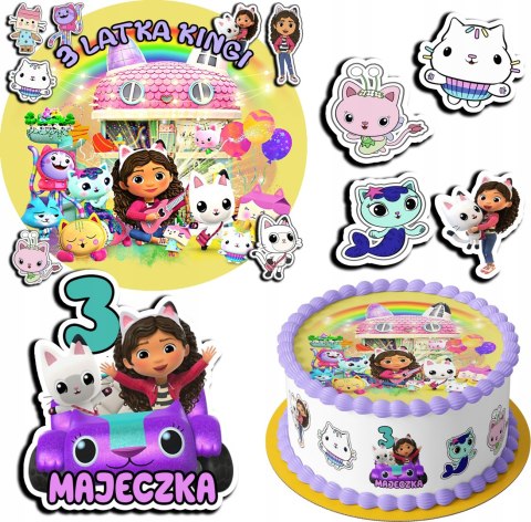 ZESTAW OPŁATEK NA TORT 30CM + 17 POSTACI - KOCI DOMEK GABI + IMIĘ 24CM 26CM ZESTAW OPŁATEK NA TORT 30CM + 17 POSTACI - KOCI DOMEK GABI + IMIĘ 24CM 26CM